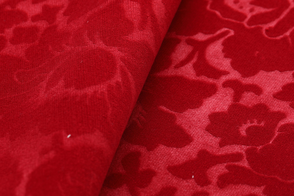 KLPV-FR-002 Suzhou supplier customized flame retardant wool embossed cut pile velvet fabric for stage curtain / theater /cinema